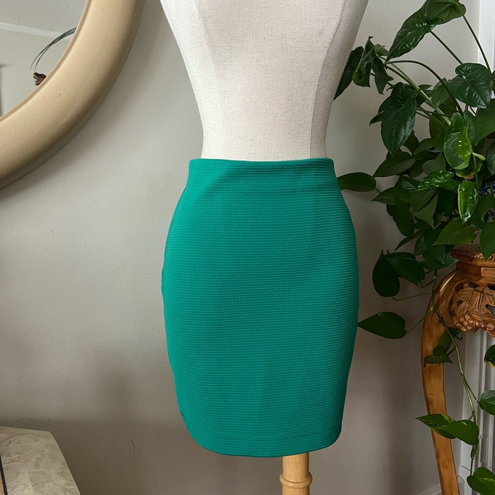 Green mini skirt